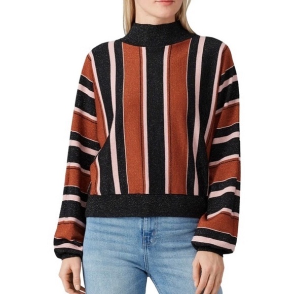 Minkpink orange pink black sparkly sweater women’s size large - Picture 3 of 8